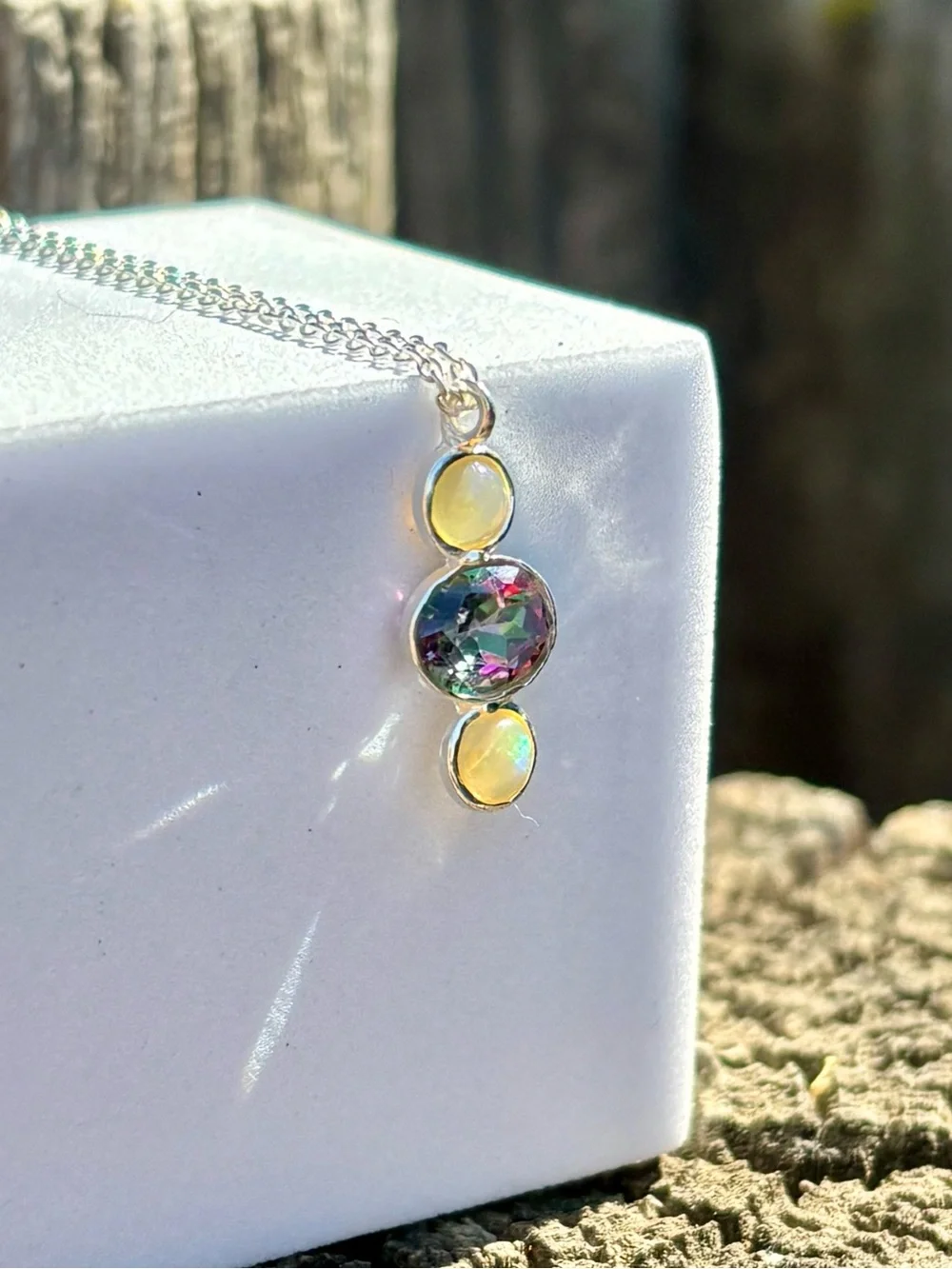 NEW! Ethiopian Opal & Topaz Necklace